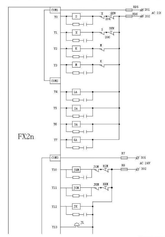 双速电梯电气原理图及plc安装接线图