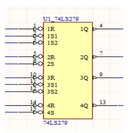 假设选手1号抢答后,74ls148输出的译码为000,送到芯片74ls279后,输出1