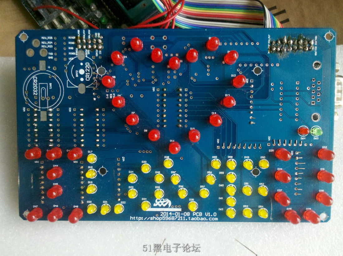 再把焊接好元件的图片发上来,上面的元件只支持led 流水灯功能,没