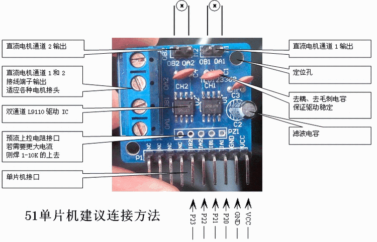 单,双通道电机驱动l9110资料 含引脚图 程序 电路原理