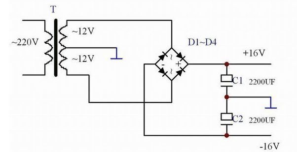 双电源低音炮制作求助 怎么使用桥式整流产生正负12v 和15v的电压