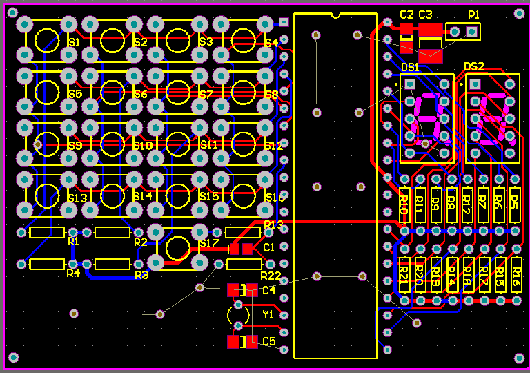 单片机矩阵键盘pcb图