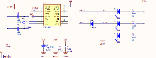 ch340g单片机下载器的电路,d2的二极管是起什么作用的