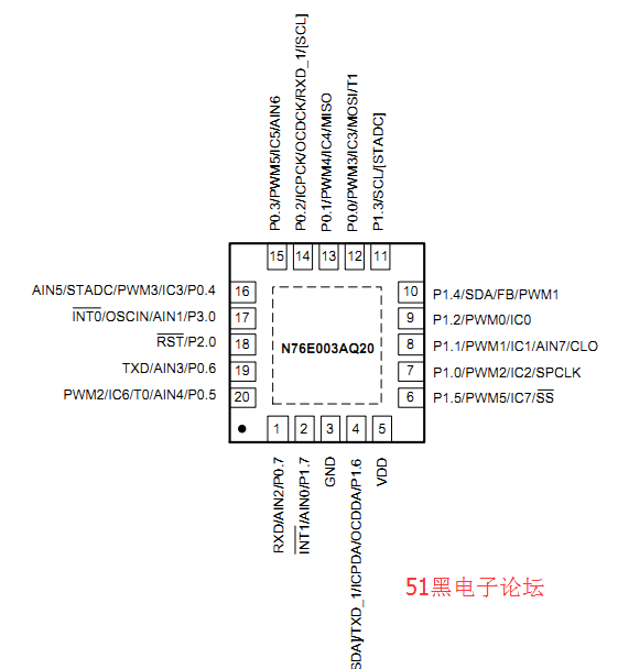 新塘n76e003引脚图与dsn76e003enrev10规格书下载