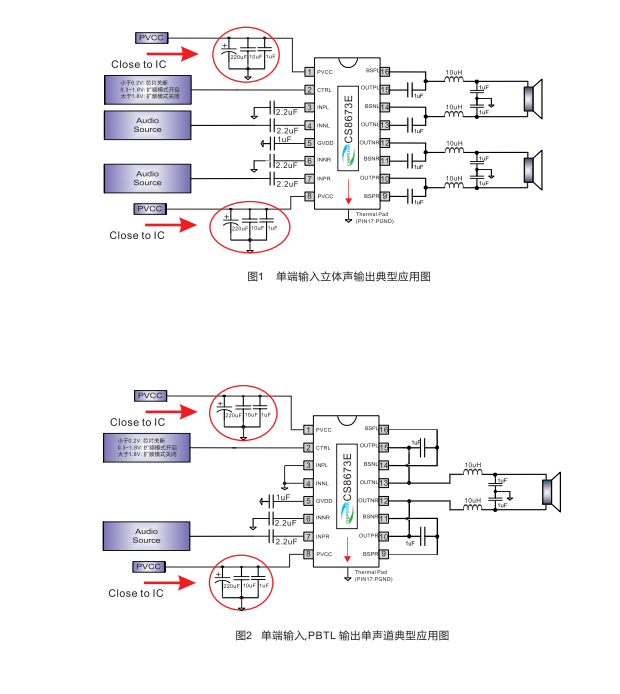 智浦欣cs8673e数字功放电路图_引脚图