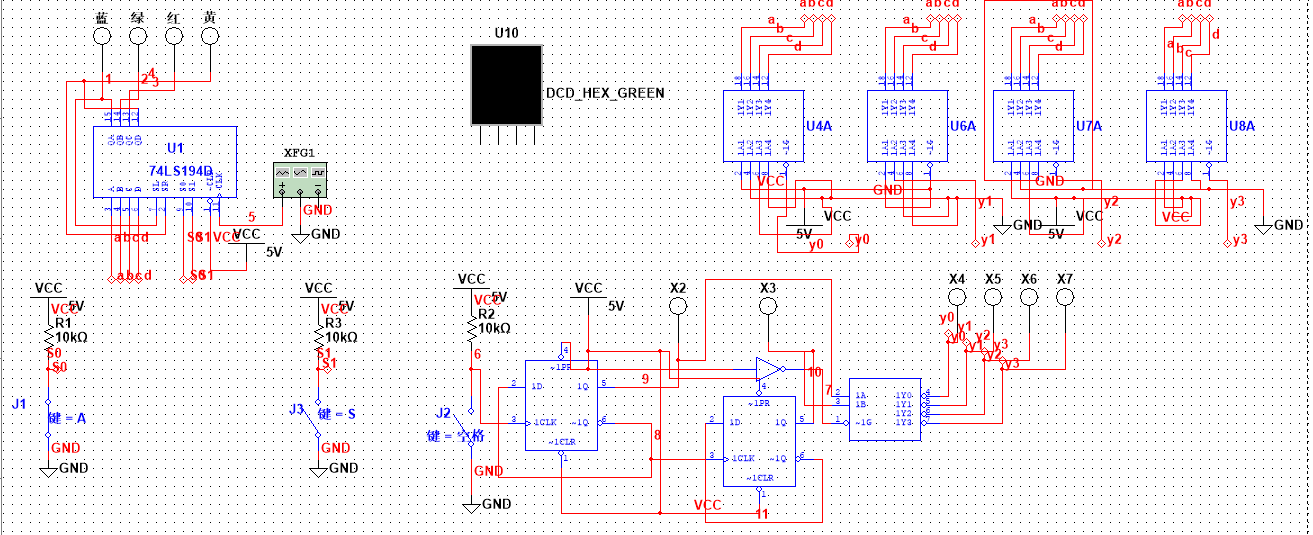 555 74hc163 74ls154数电霓虹灯的multisim仿真电路连接