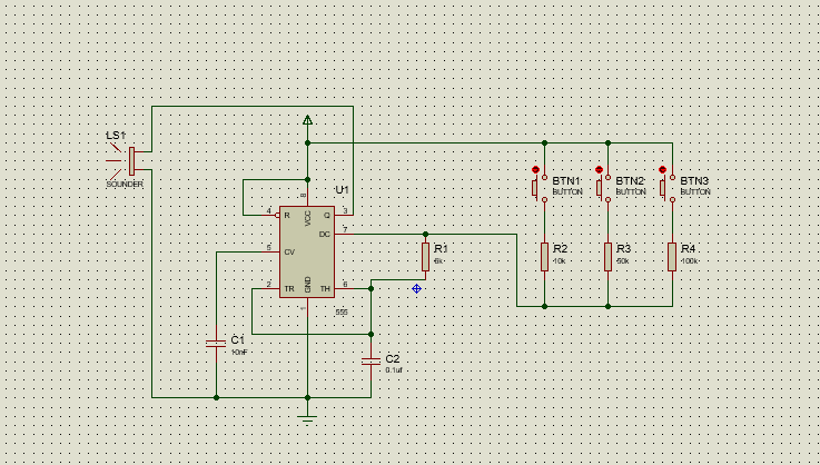 ne555制作电子琴proteus仿真原理图