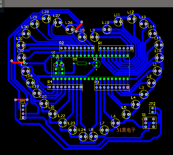 单片机心形流水灯 pcb,仿真,代码