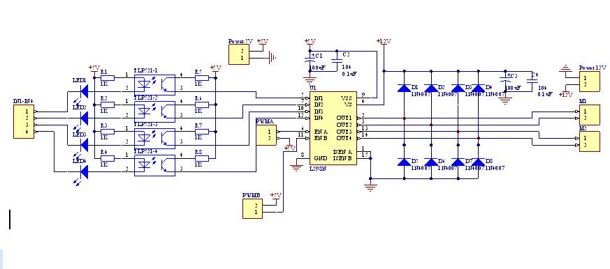 问一下一个l298n的电路图