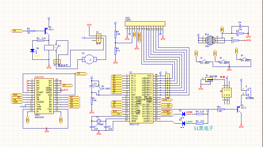 单片机co报警器原理图和pcb图 - altium designer