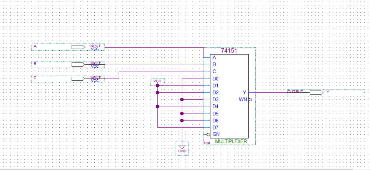74ls151 8选1数据选择器实现3位开关控制电路-quartus