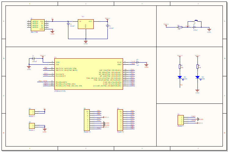 stm8s003f3p6最小系统ad版(包含原理图,pcb源文件)