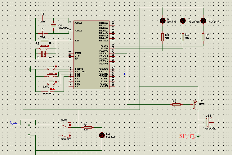 51单片机的红外线报警程序proteus仿真原理图pcb设计